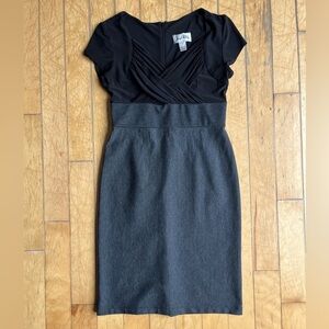 Le Suit Black & Charcoal Pinstripe Sheath Dress